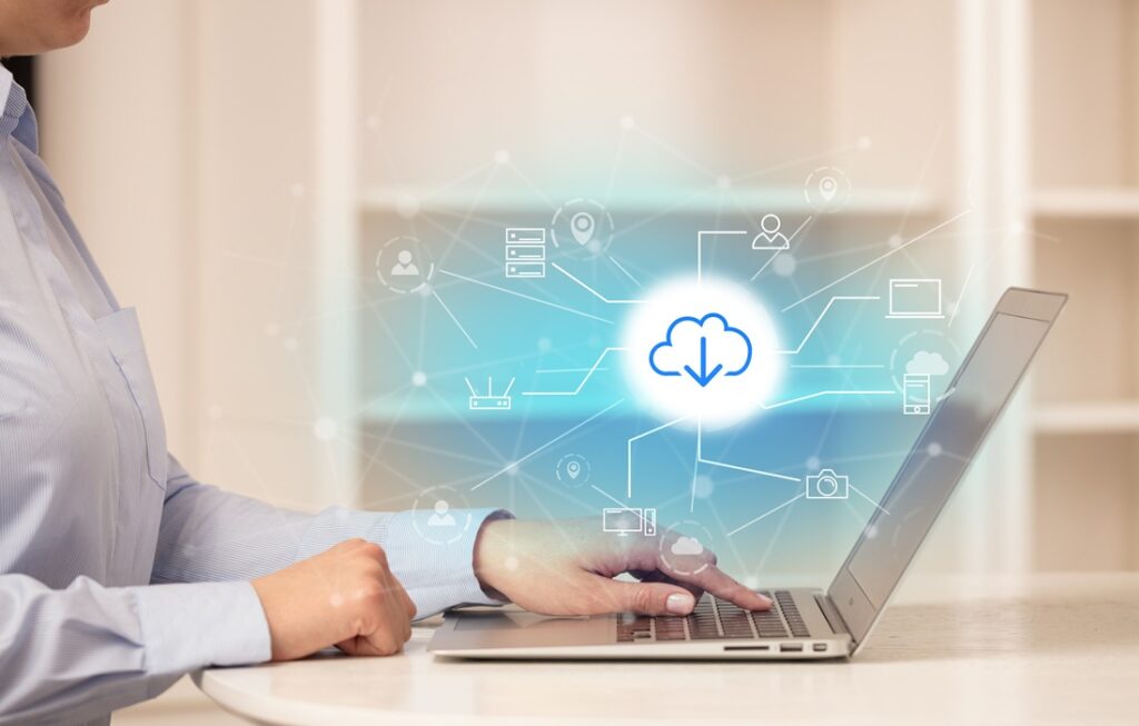 illustrating the seamless connection between clouds and digital data