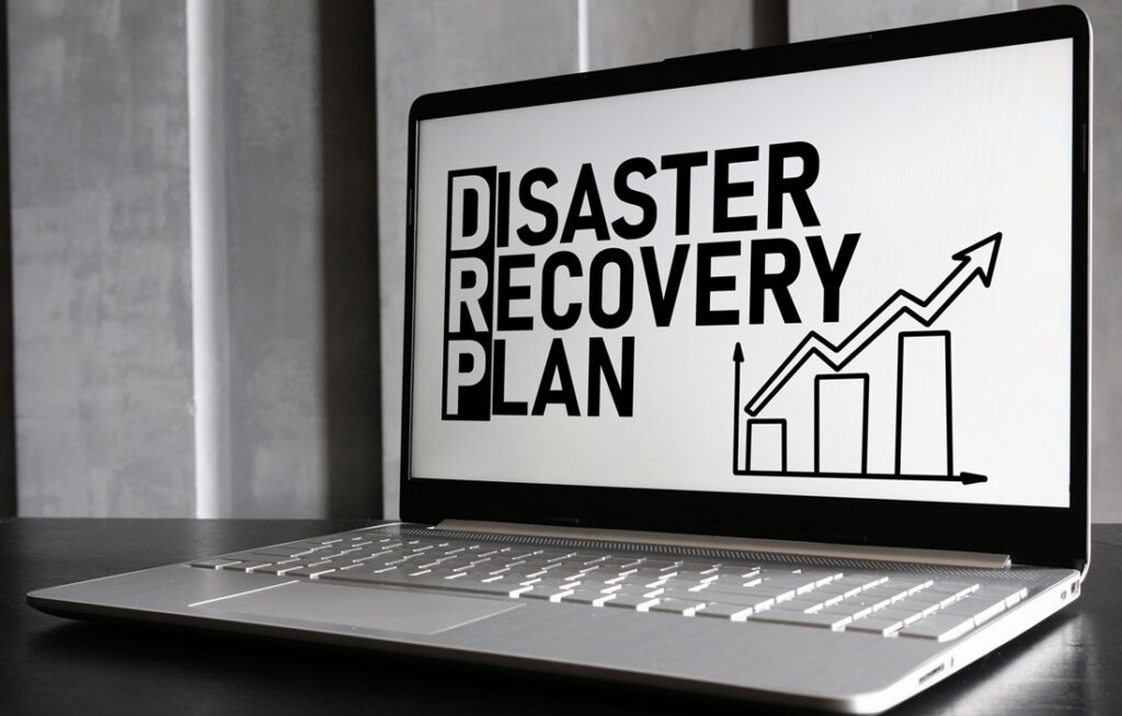 Disaster recovery plan is shown using a text