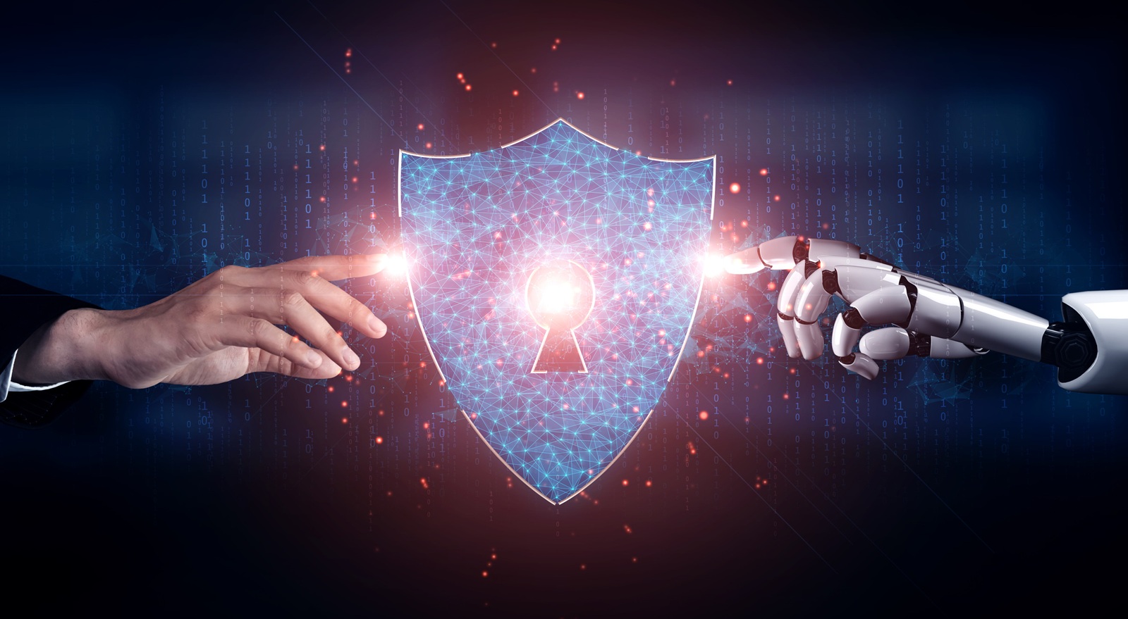 artificial intelligence AI research of robot and cyborg development for future of people living