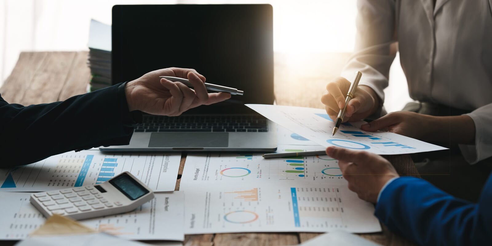 fund managers team consultation and discuss about analysis Investment stock market