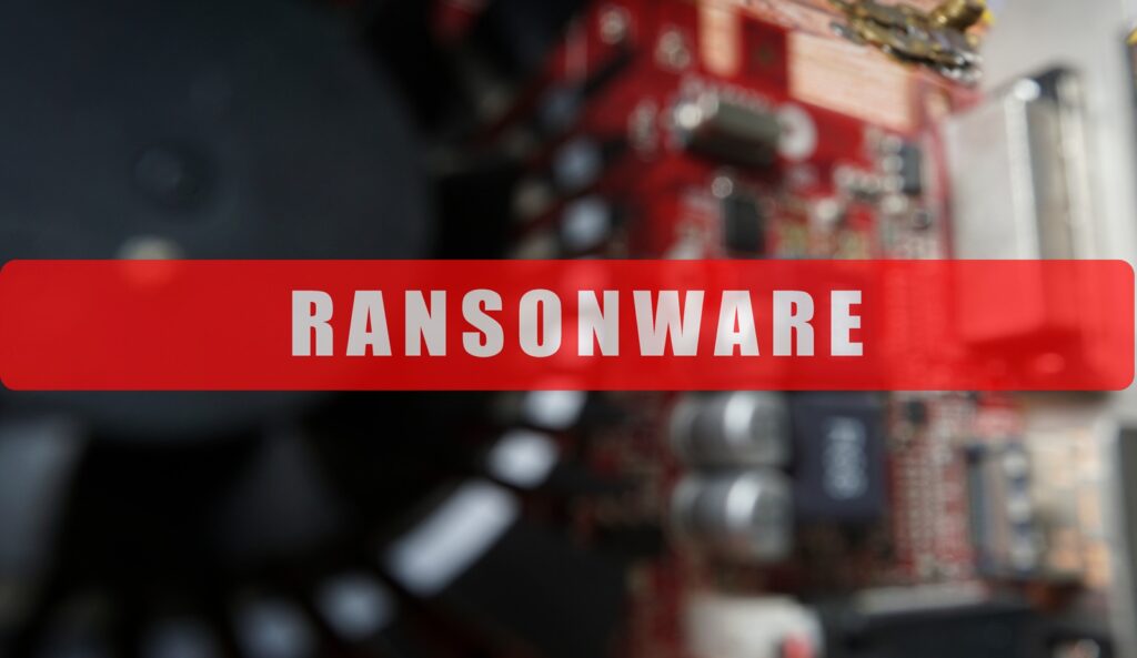 cyber security concept with ransonware text