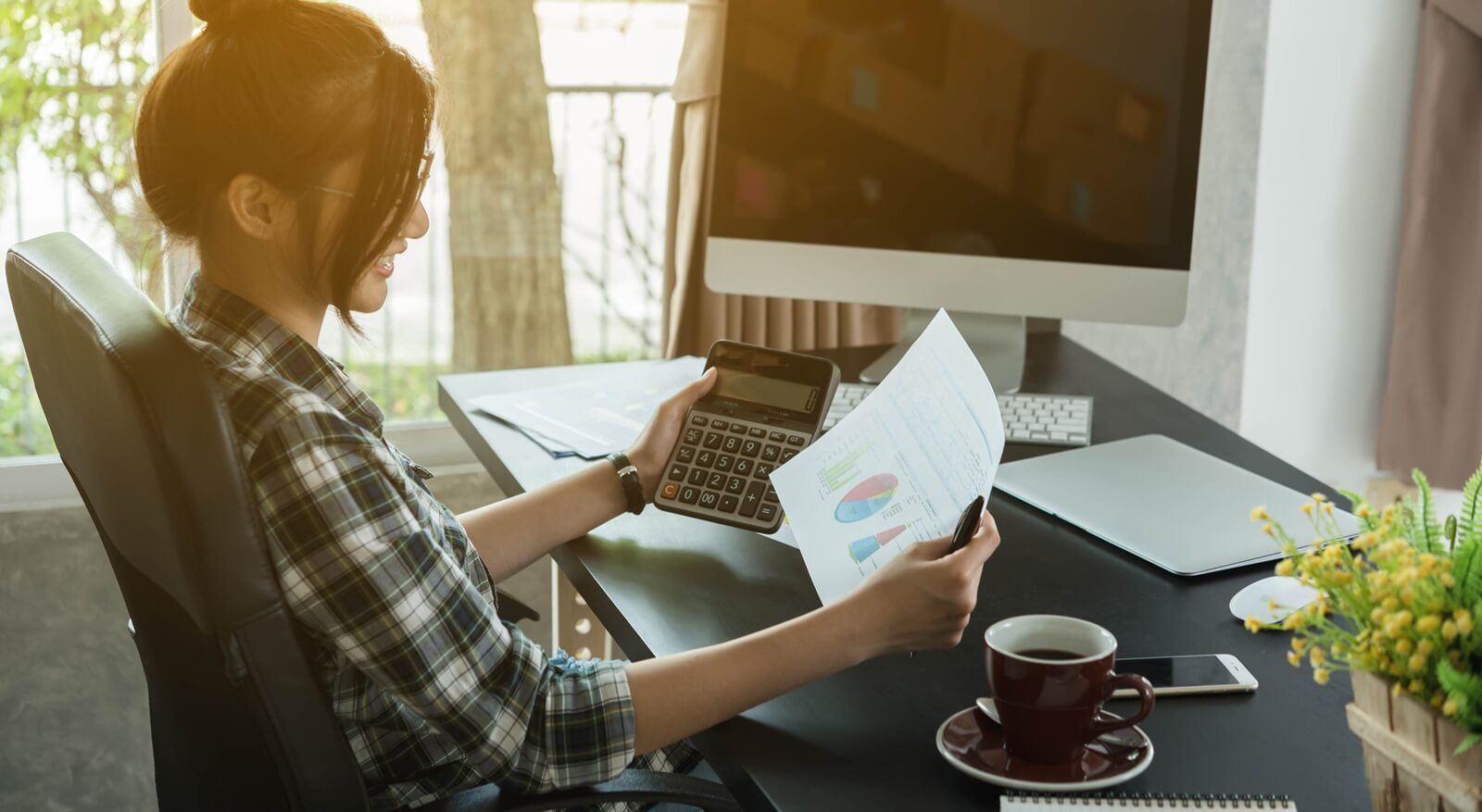 teenager business owner work at home