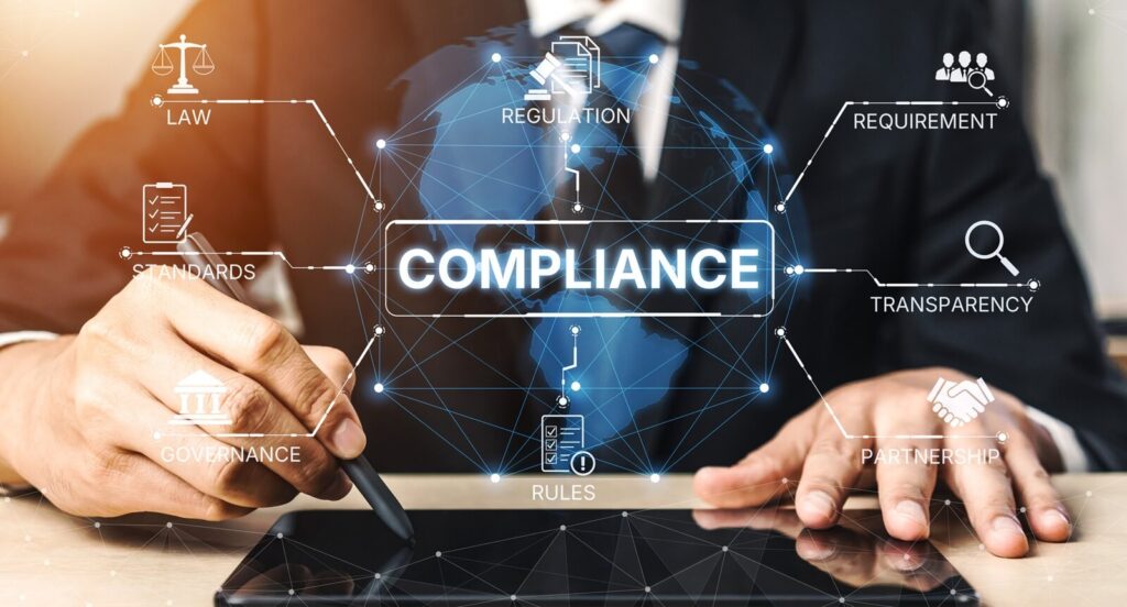 compliance ensures alignment with standards, laws, and policies