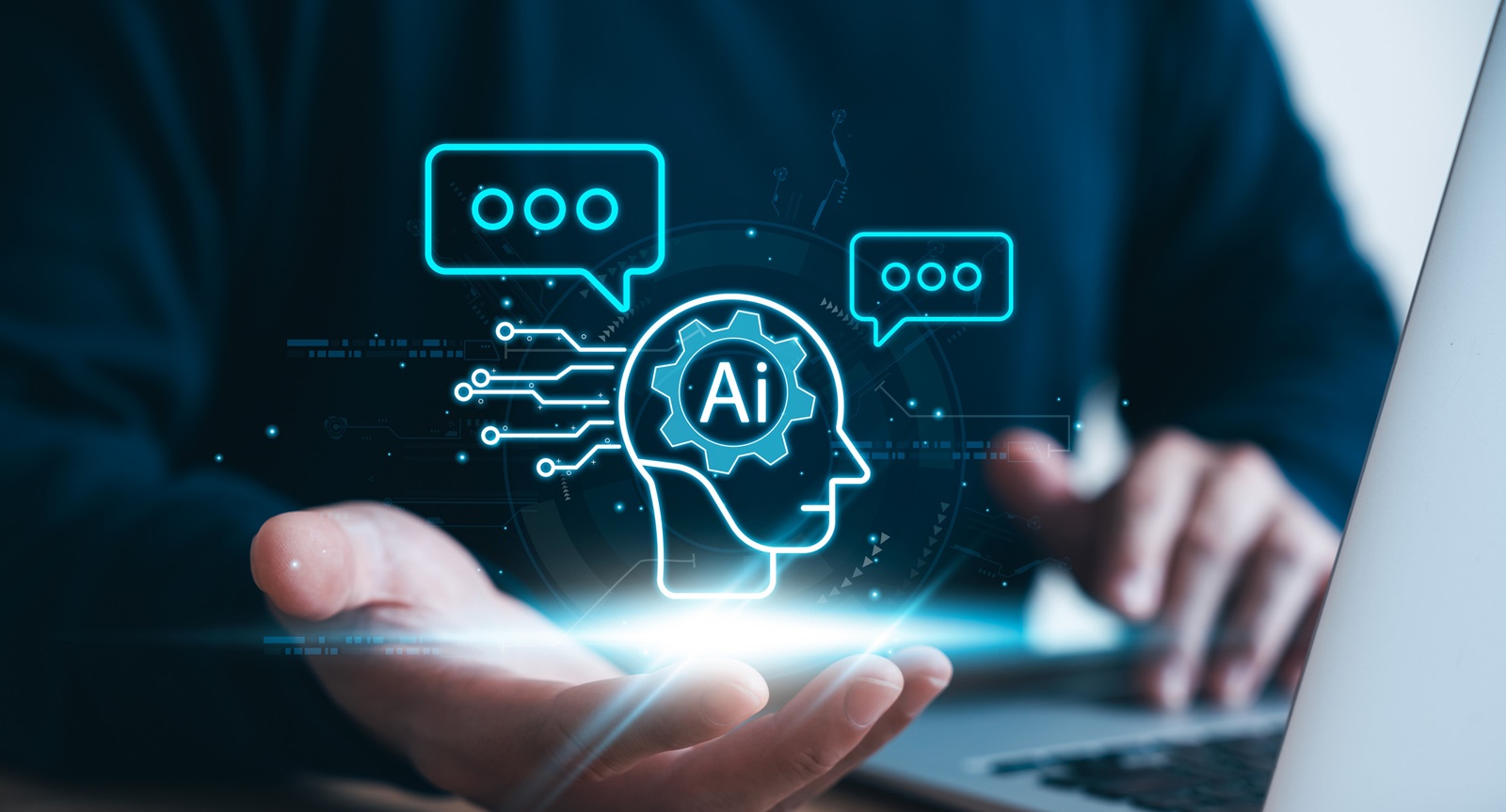 Concept Humans work together with artificial intelligence, human