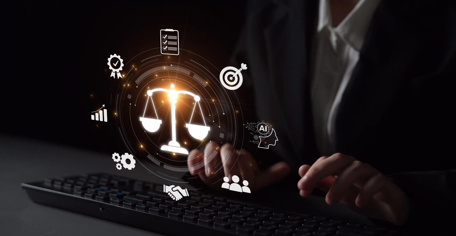 digital law interface displaying justice scale, highlighting digital law