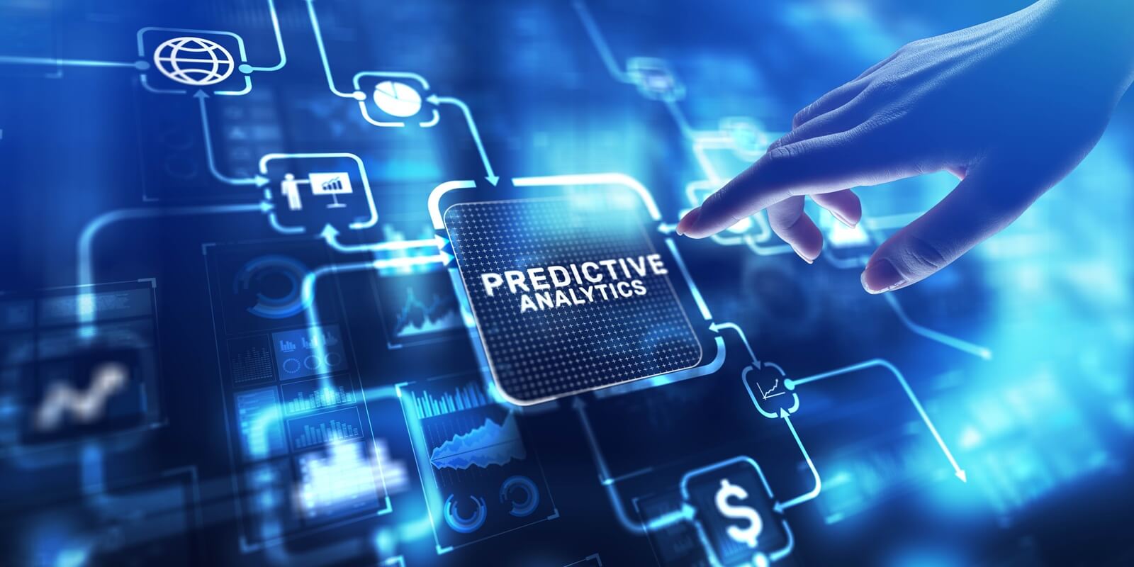 predictive analytics leveraging data for future Insights, projection on a virtual screen