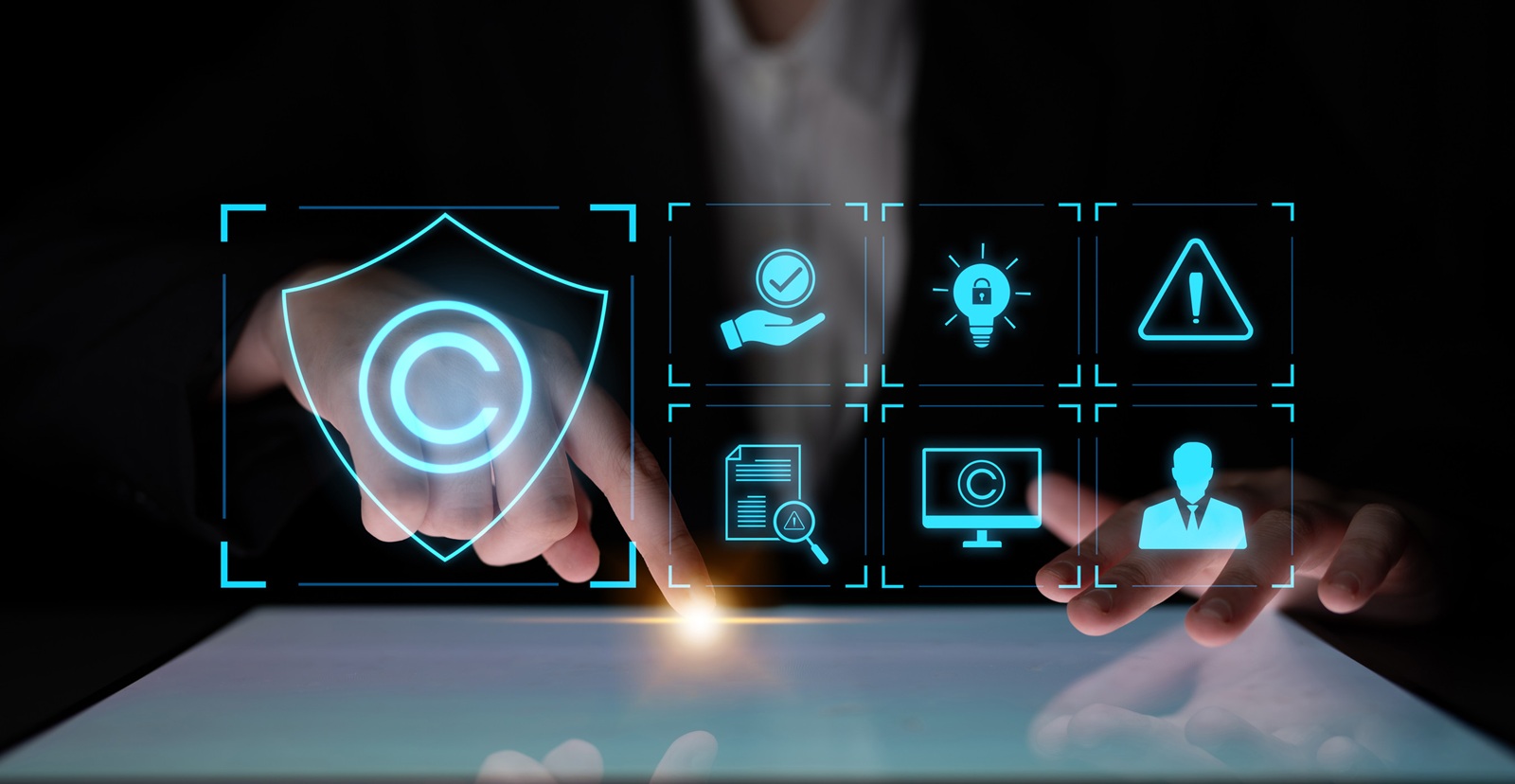 digital copyright protection system showing secure ownership, intellectual property rights