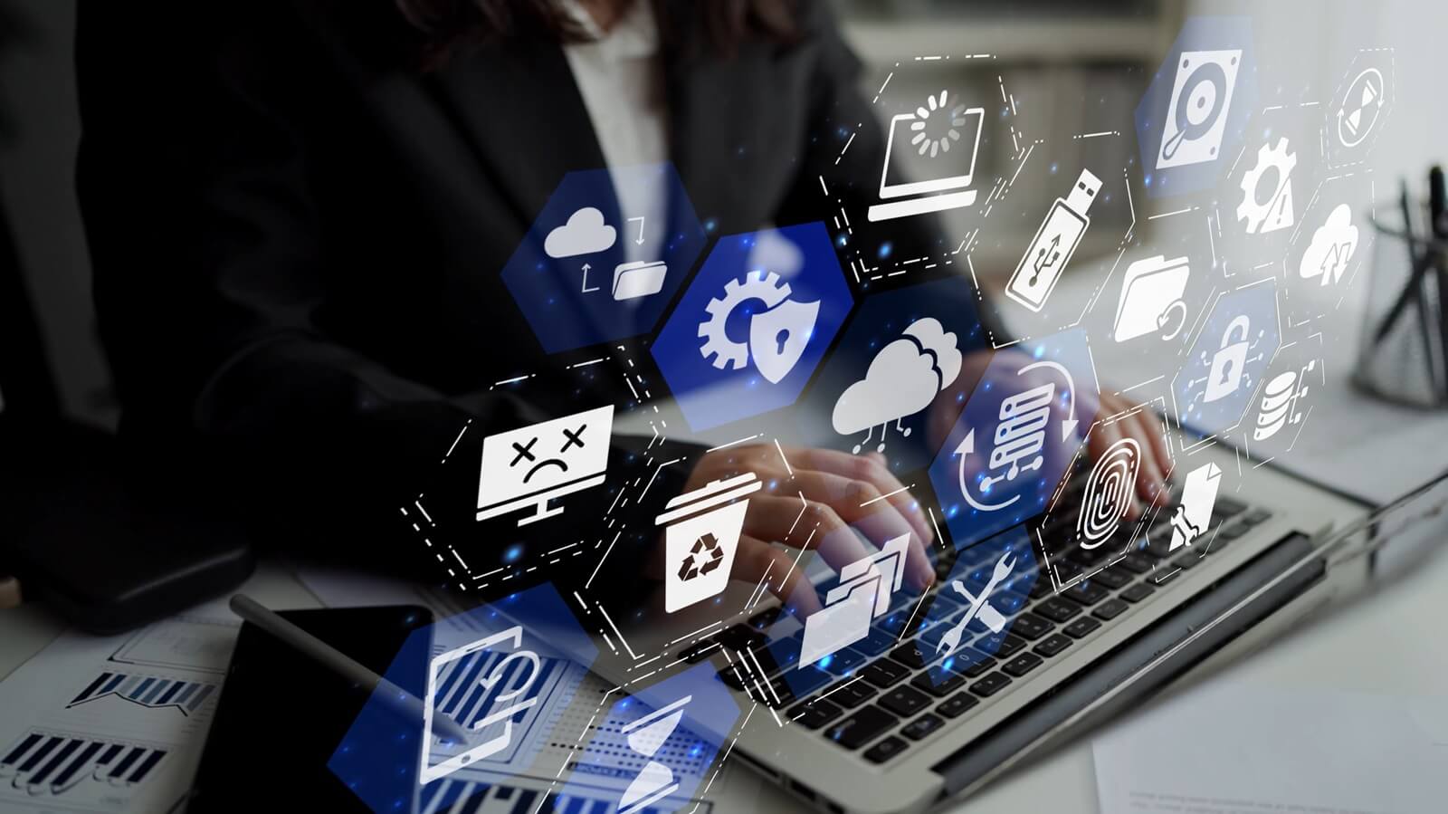 Data recovery icons show backup