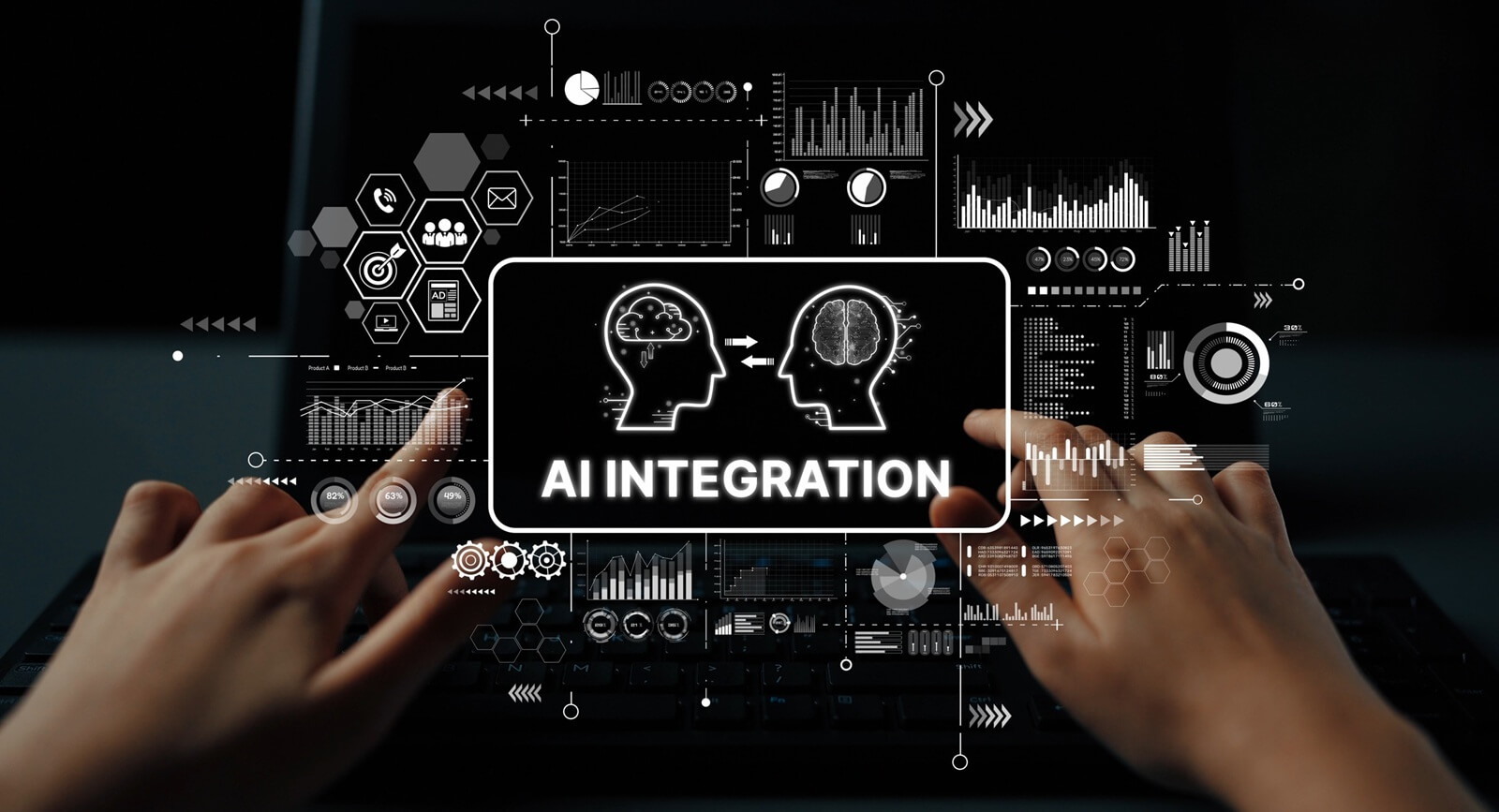Human Interaction with Artificial Intelligence Integration on a Computer Screen with Data Visualizations and Graphics