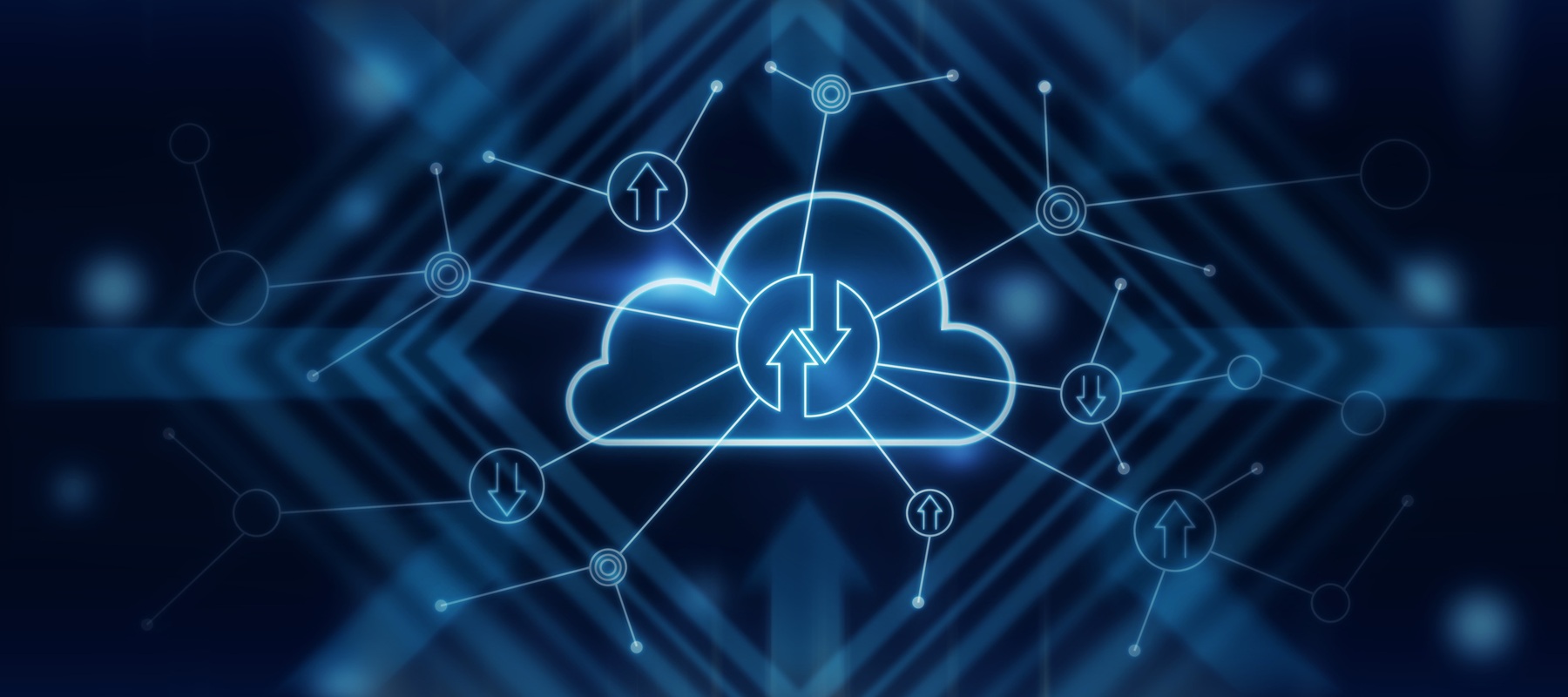 Blue cloud hologram with multiple lines and particles on a dark background with a rectangle. Data storage and communication concept, 3d rendering