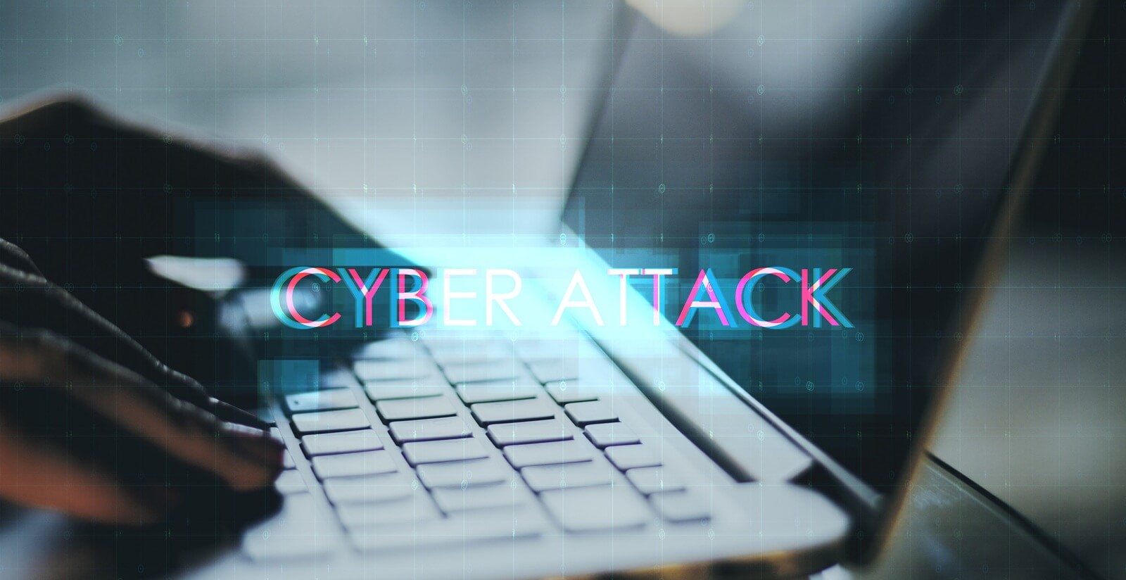 hands using notebook keyboard with creative digital text hologram on blurry background