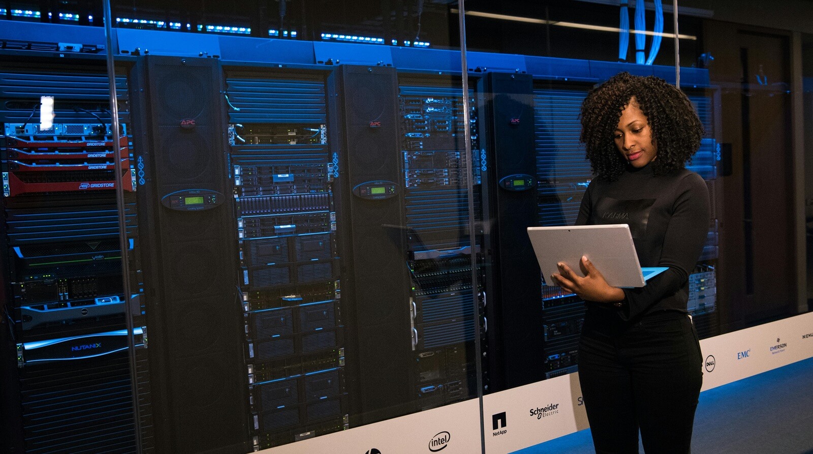 an engineer in server room