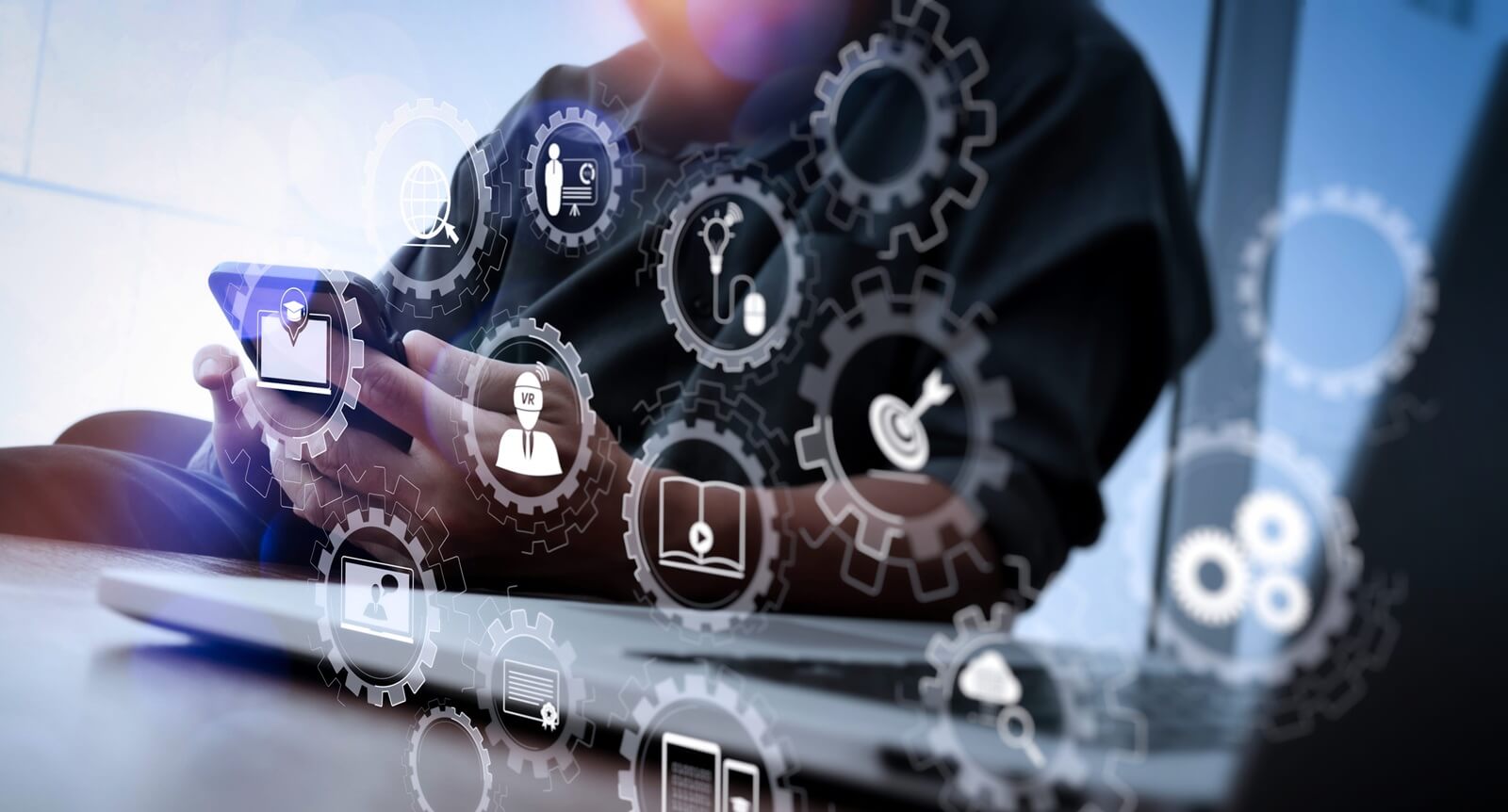 connected gear cogs connected diagram virtual dashboard