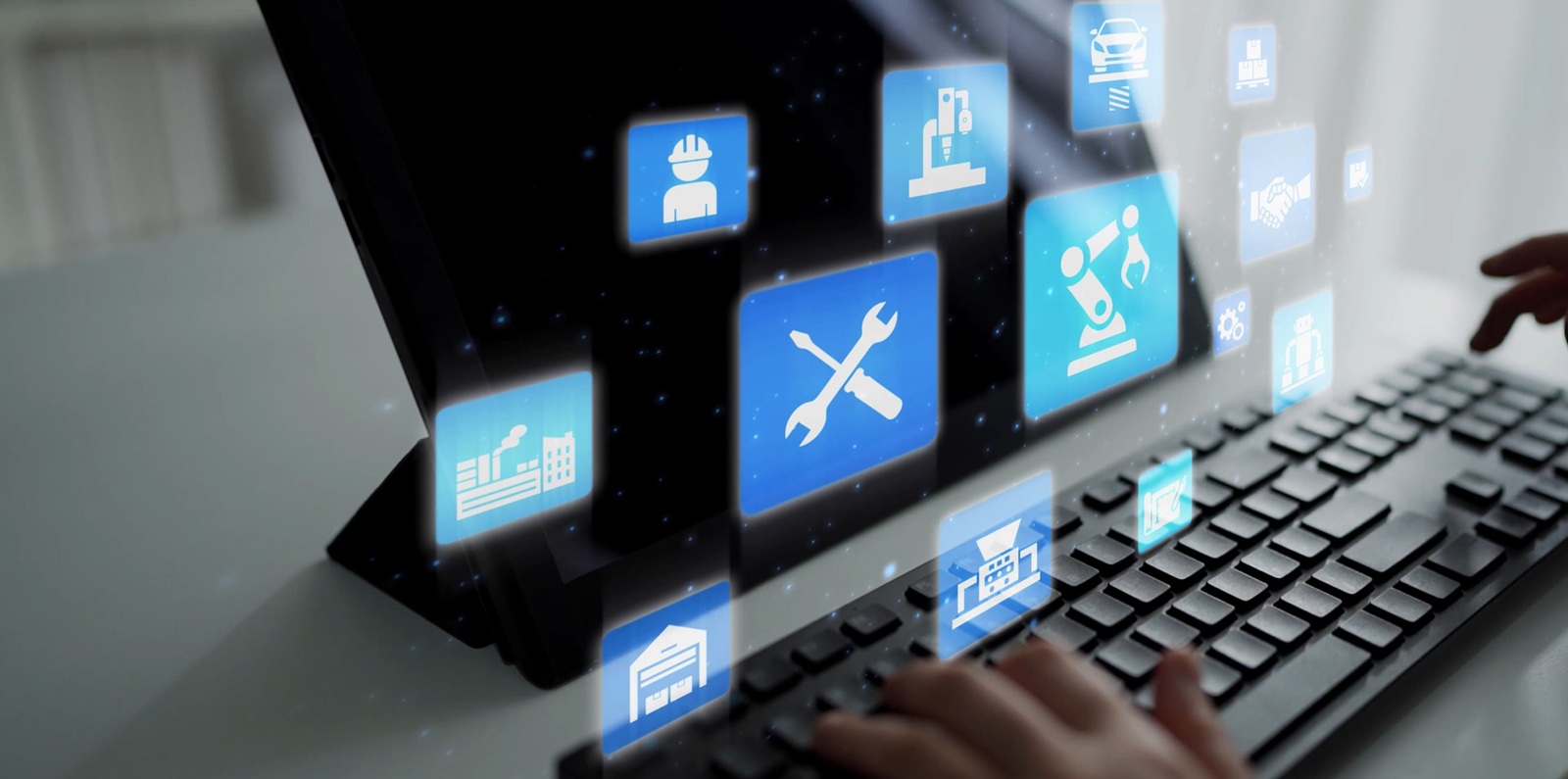 mechanized industry automation and modern production system with robotic arms, gears, tools and for efficient mechanized industry process