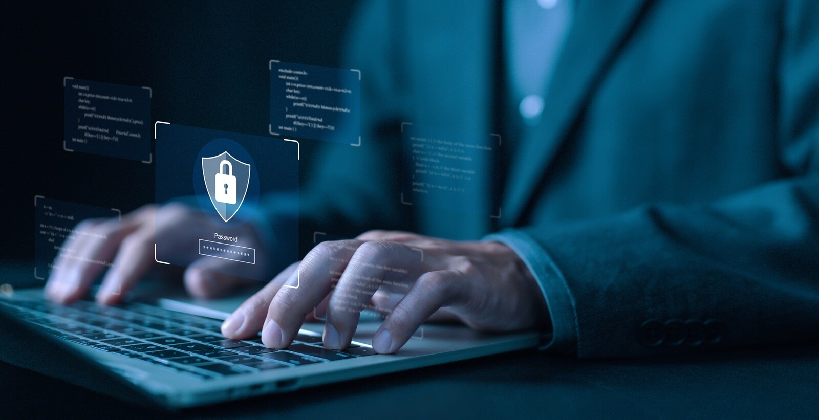 cybersecurity concept, which is secure from attack technology and protects privacy data and passwords