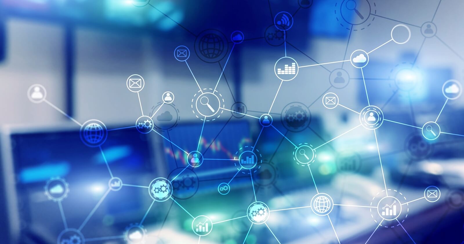 double exposure Business organization structure on blurred background