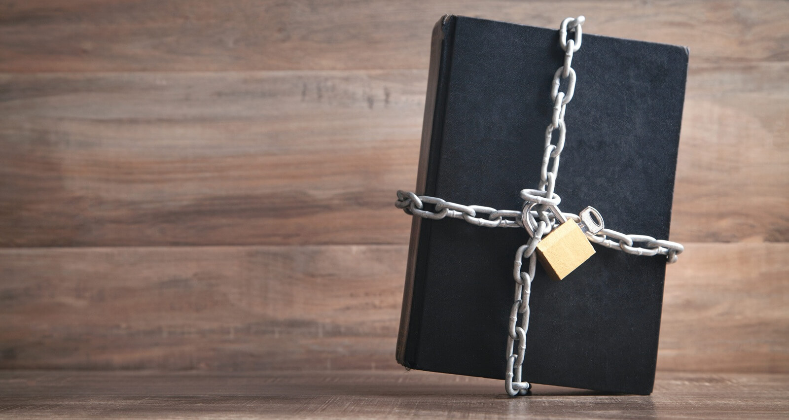 mysterious black journal bound in chains symbolizes the secrets it holds, locked away from the outside world