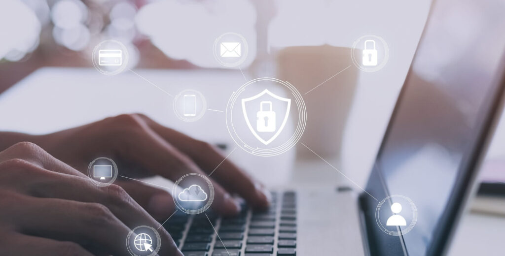 concept of cyber security, information security and encryption, secure access to user's personal information, secure Internet access