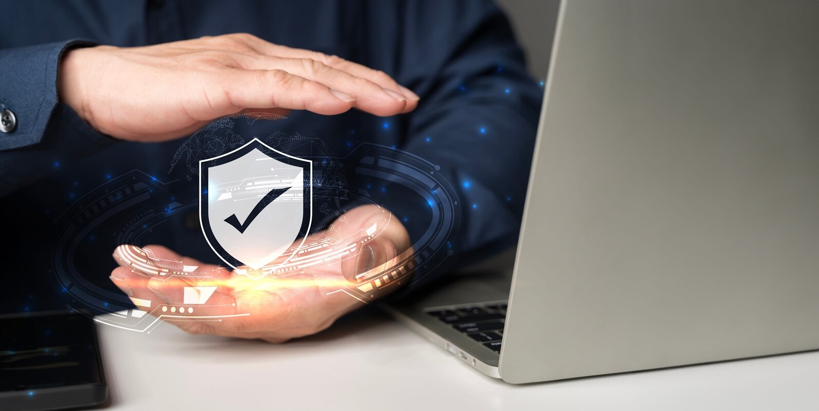businessman with virtual cyber security technology and online data protection for security of data storage - C3PAO assessment day