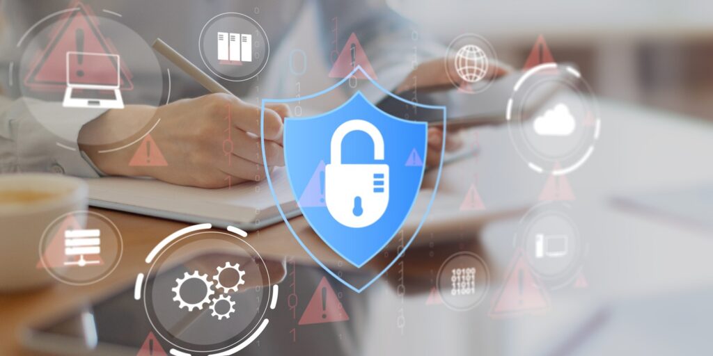 cybersecurity protection and threat prevention with digital shield interface