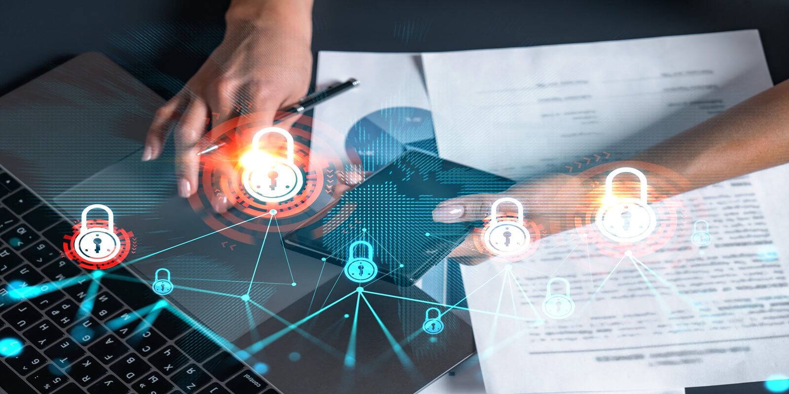 glowing lock icons that symbolize the importance of protecting personal information