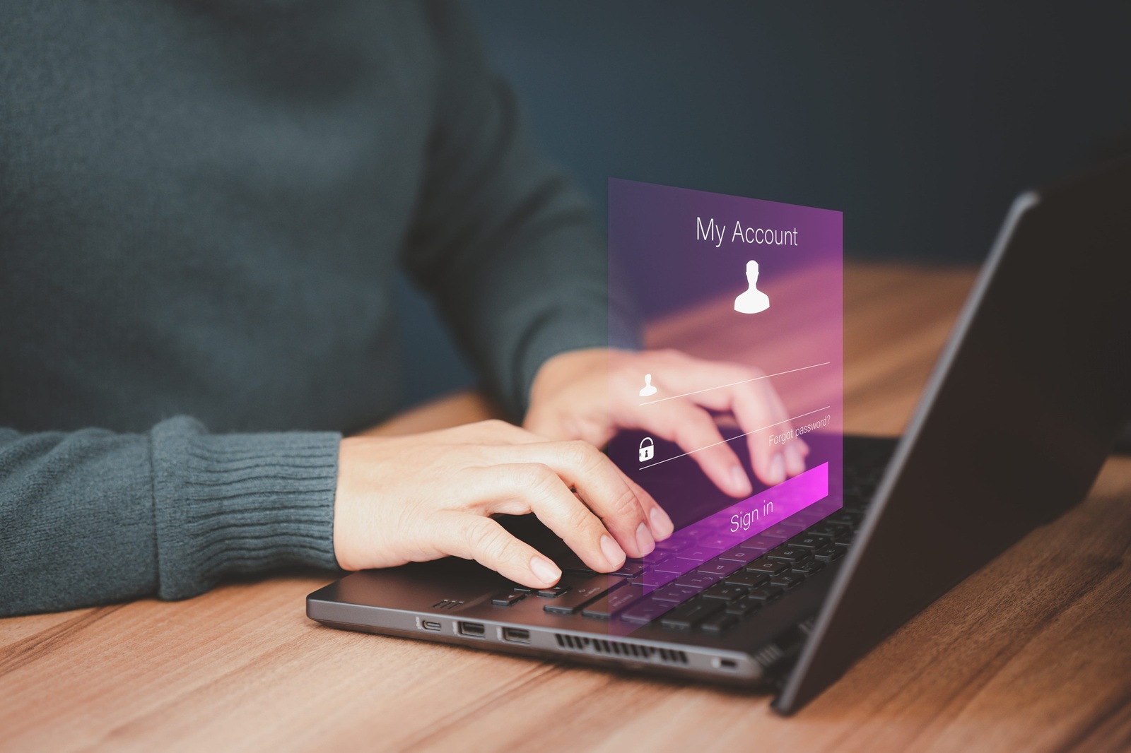 protecting personal data on computer laptop and virtual interface