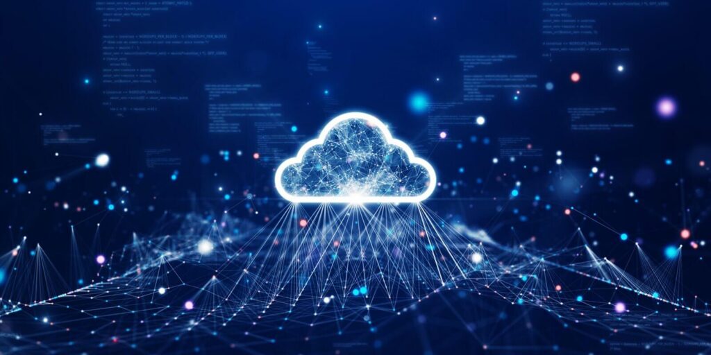 cloud and edge computing technology data transfer concept
