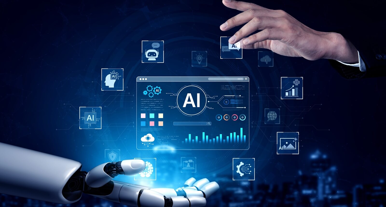 An advanced AI assistant demonstrates its own generative platform.